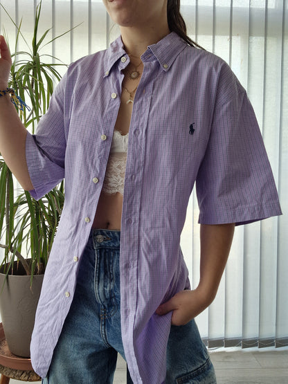 Chemise MIXTE violet à carreaux - L/40