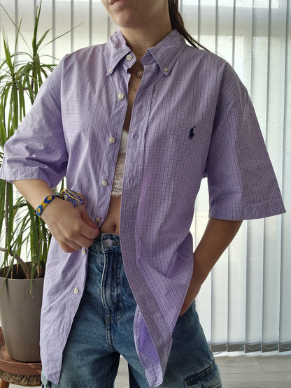 Chemise MIXTE violet à carreaux - L/40