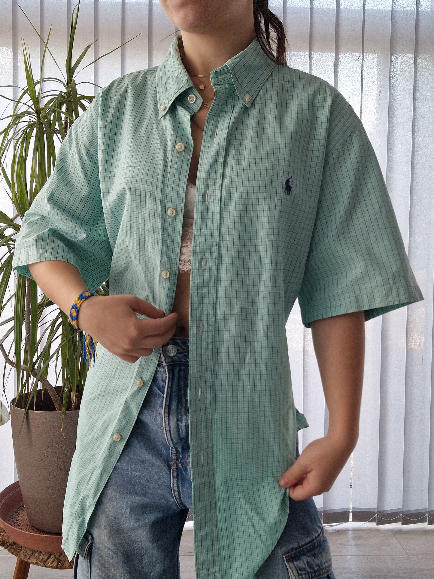 Chemise MIXTE vert à carreaux - L/40