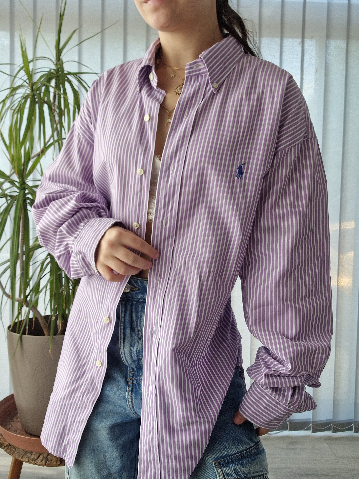 Chemise HOMME à rayures violettes - L/40