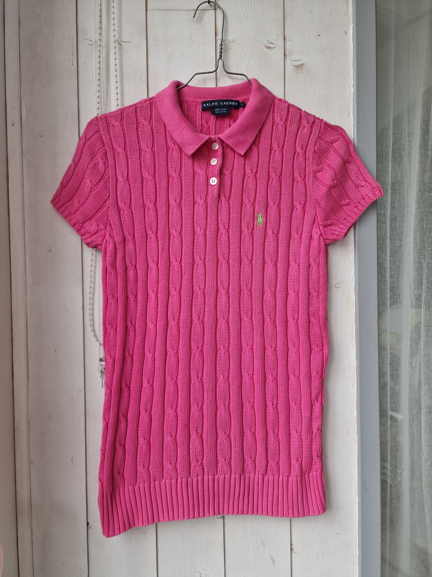 Polo en maille torsadée rose fushia - M/38