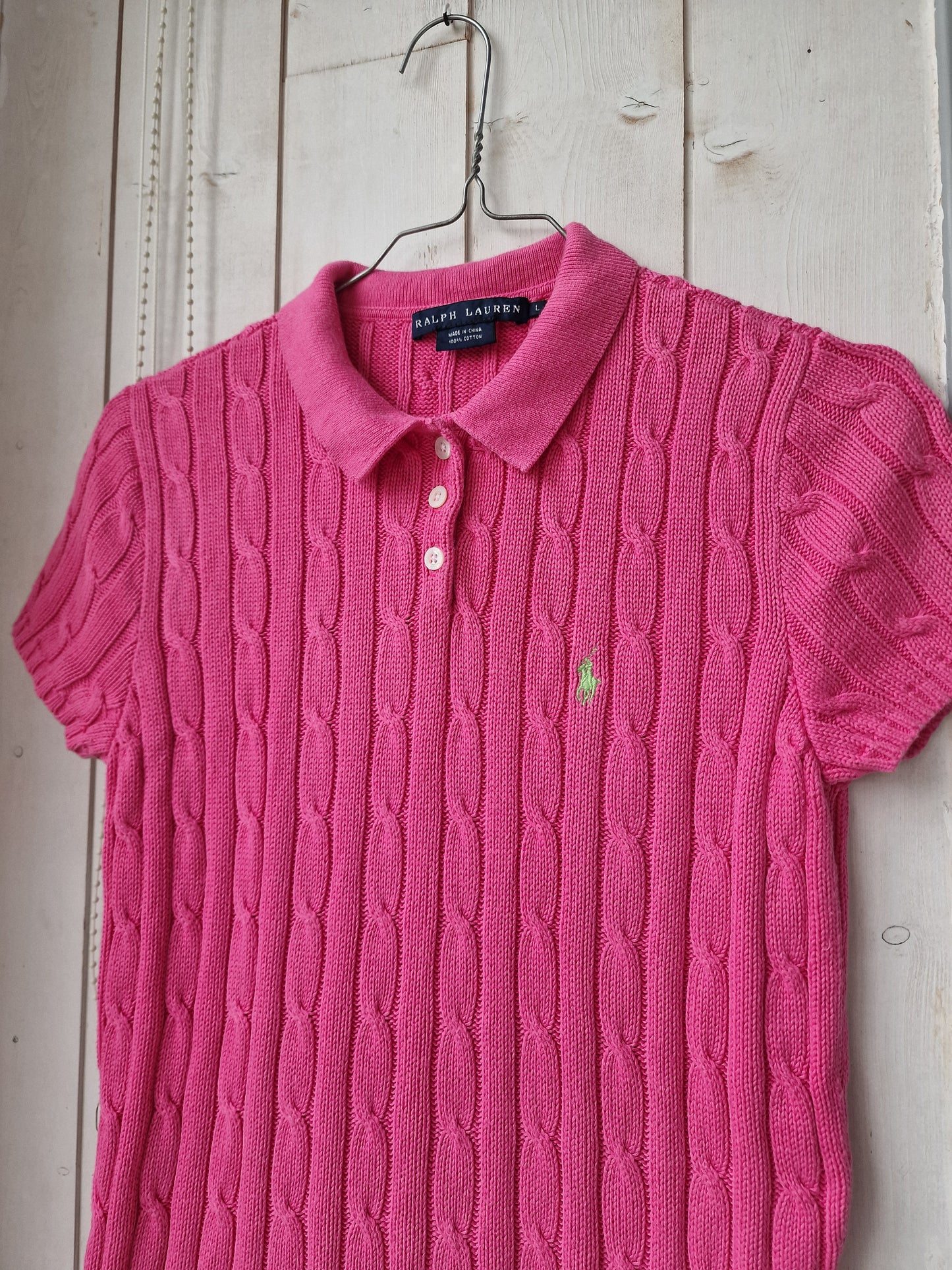 Polo en maille torsadée rose fushia - M/38