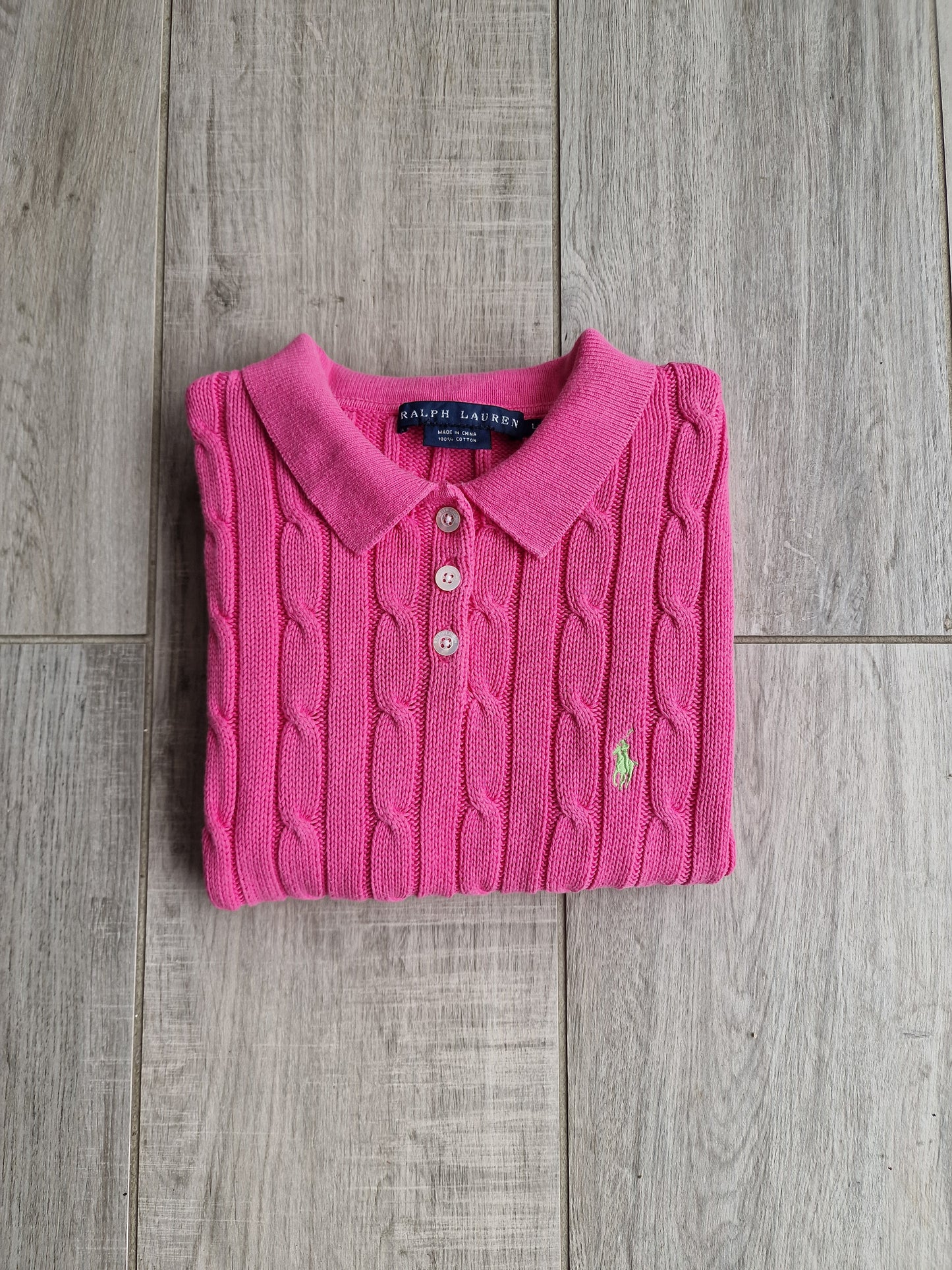 Polo en maille torsadée rose fushia - M/38