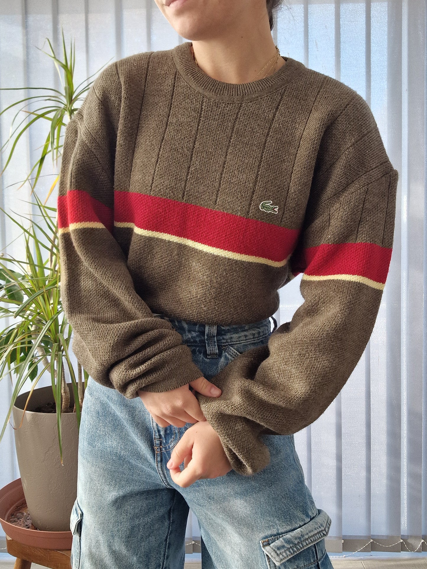 Pull en maille marron des années 90' - L/40