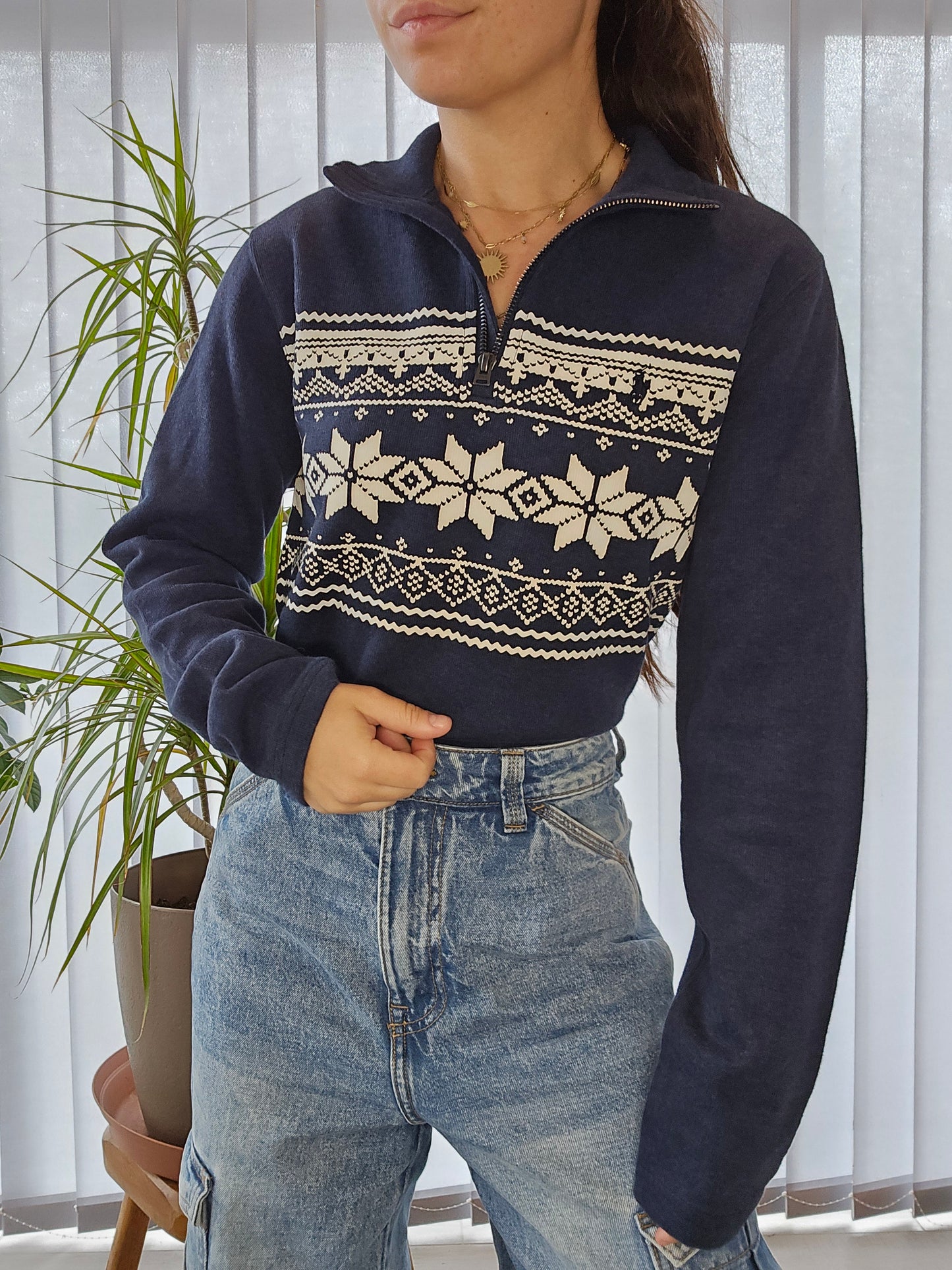 🏷 NEUF : Pull camionneur flocons imprimés collection Noël - XS oversize