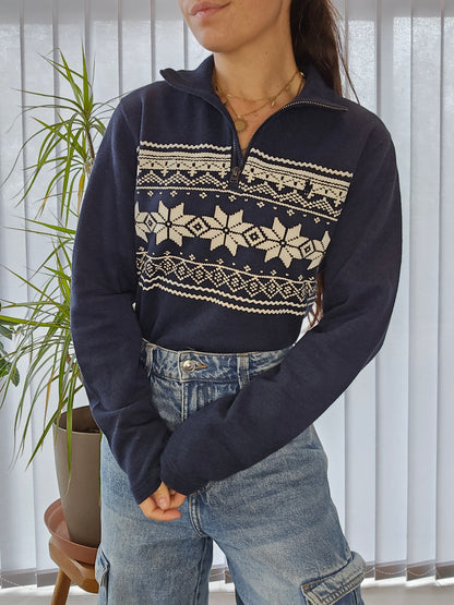 🏷 NEUF : Pull camionneur flocons imprimés collection Noël - XS oversize