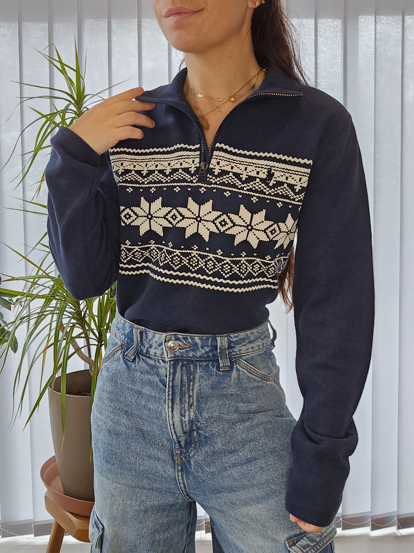 🏷 NEUF : Pull camionneur flocons imprimés collection Noël - XS oversize