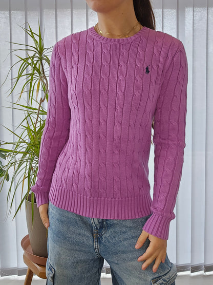 🏷 NEUF : Pull en maille torsadée mauve - XS/34