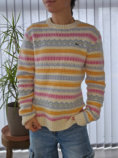 Pull en maille à motifs colorés des années 90' - S/M