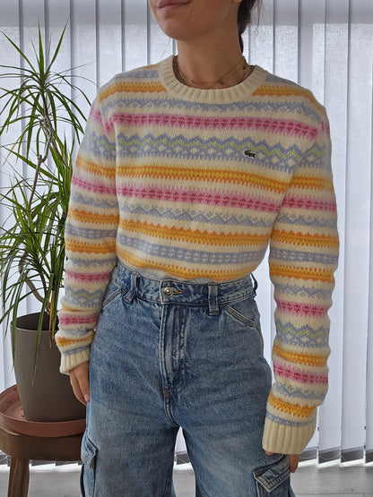 Pull en maille à motifs colorés des années 90' - S/M