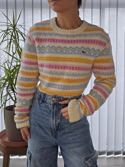 Pull en maille à motifs colorés des années 90' - S/M