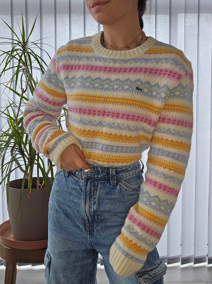 Pull en maille à motifs colorés des années 90' - S/M