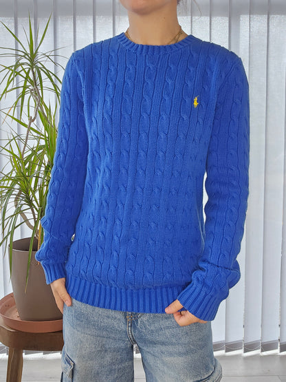 Pull en maille torsadée bleu électrique - S/M