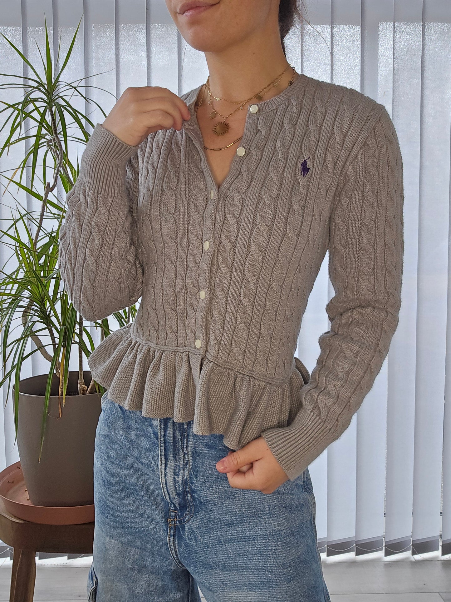 Cardigan en maille torsadée gris - XS/34