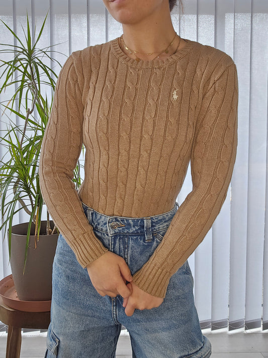 Pull en maille torsadée marron - XXS/32