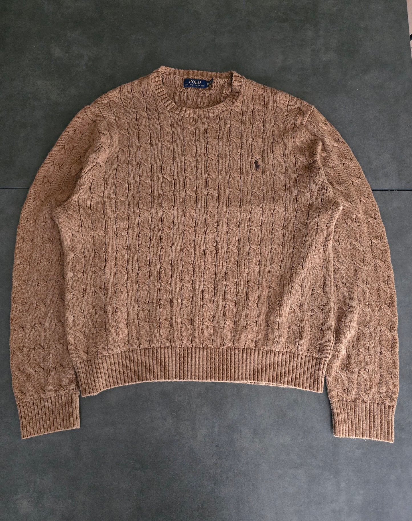 Pull HOMME en maille torsadée marron - XXL/44