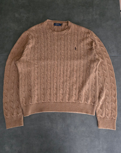 Pull HOMME en maille torsadée marron - XXL/44