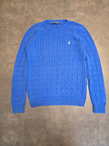 Pull en maille torsadée bleu électrique - S/M