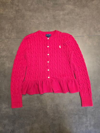 Cardigan en maille torsadée rouge - XS/34