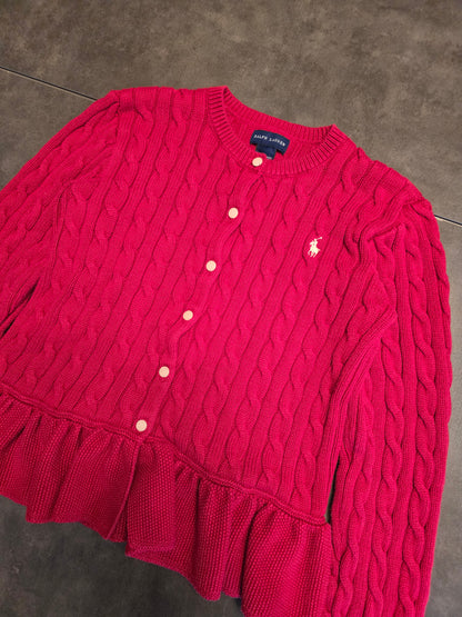 Cardigan en maille torsadée rouge - XS/34