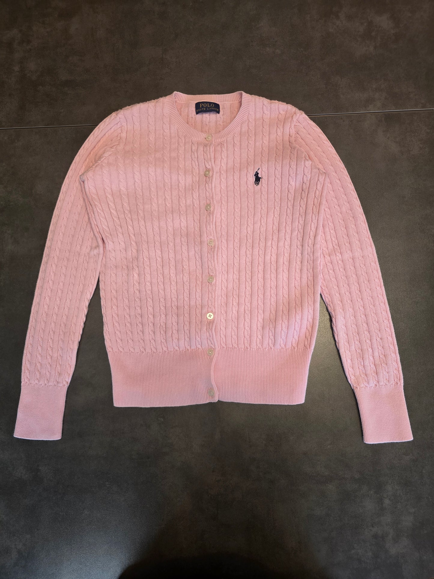 Cardigan en maille tressée rose clair - XS/34