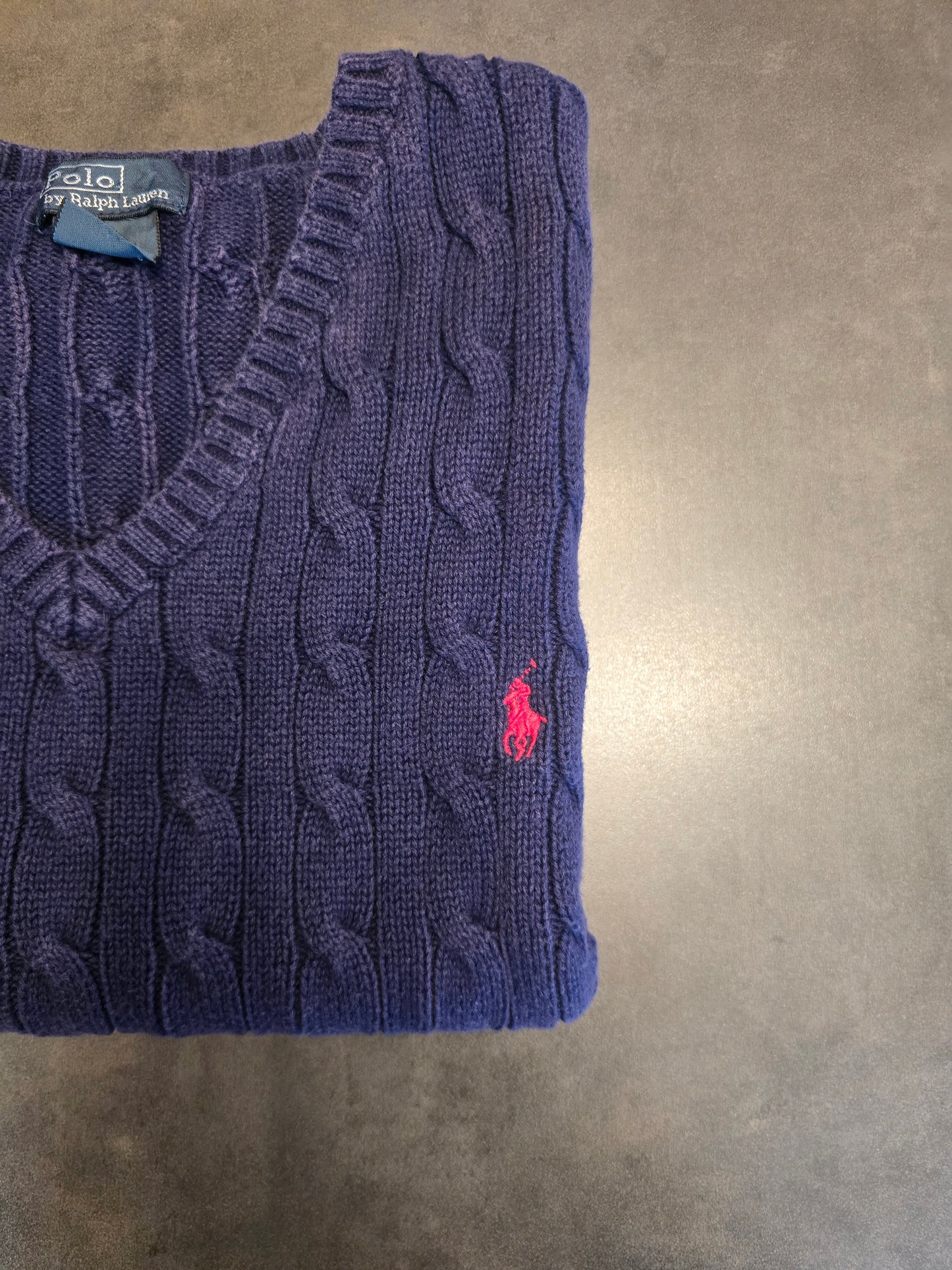 Pull sans manches en maille torsadée marine - S/36