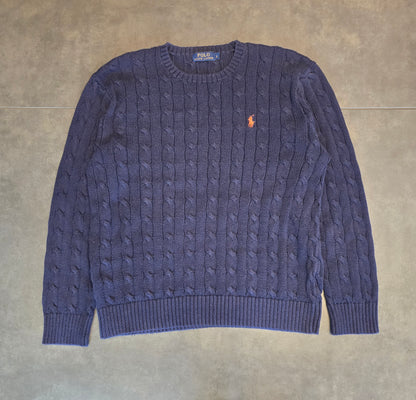 Pull en maille torsadée marine - L/40 homme (ou XL femme)