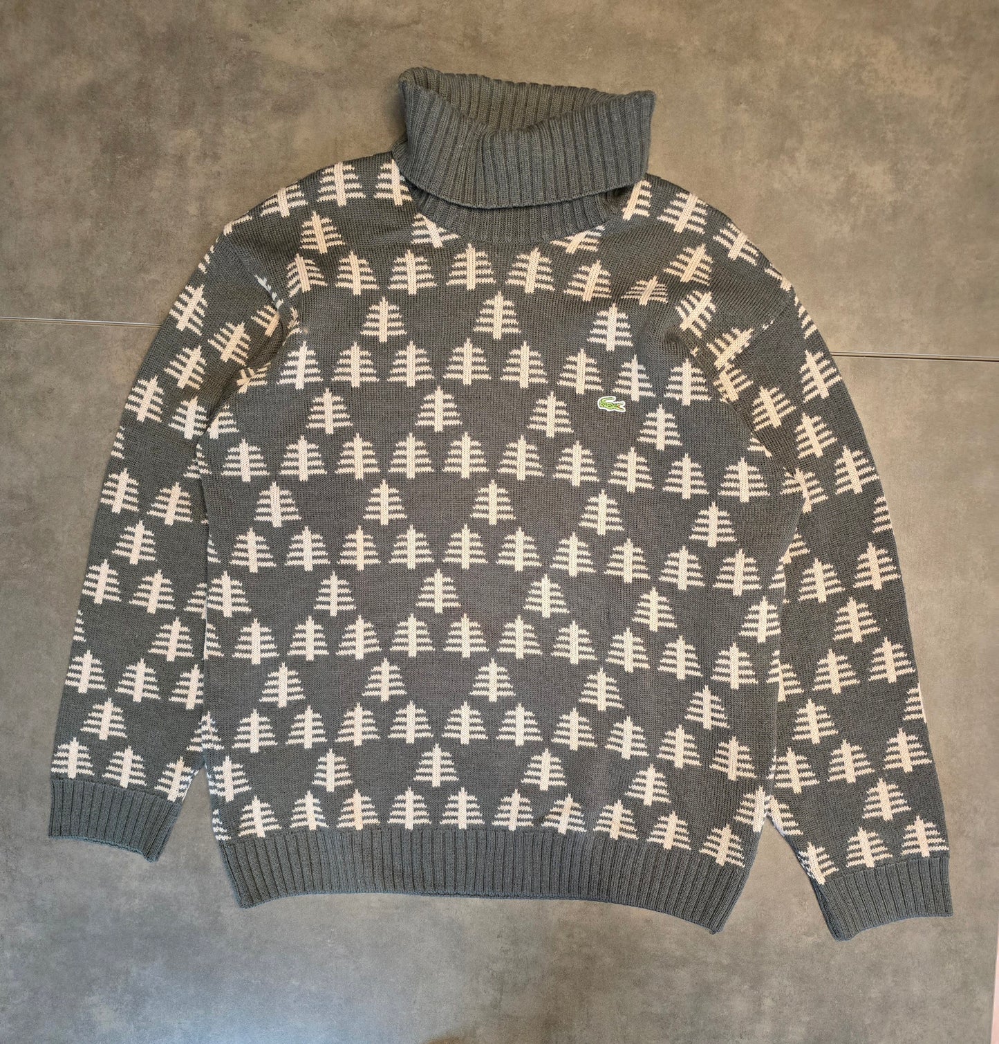 Pull col roulé Noël des années 90' Lacoste - XL/42