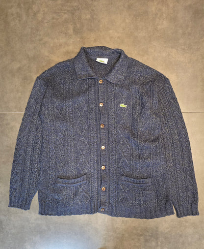 Cardigan en maille épaisse bleu marine des années 80' - XL/42