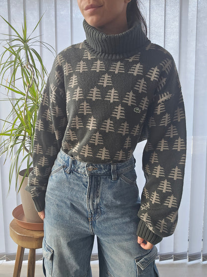 Pull col roulé Noël des années 90' Lacoste - XL/42