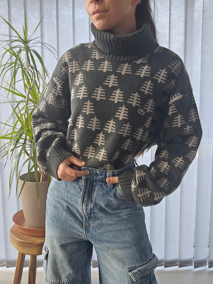 Pull col roulé Noël des années 90' Lacoste - XL/42