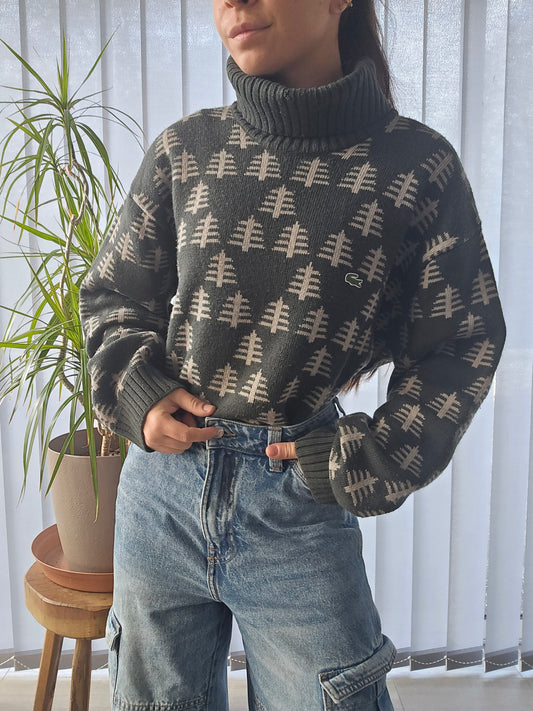 Pull col roulé Noël des années 90' Lacoste - XL/42