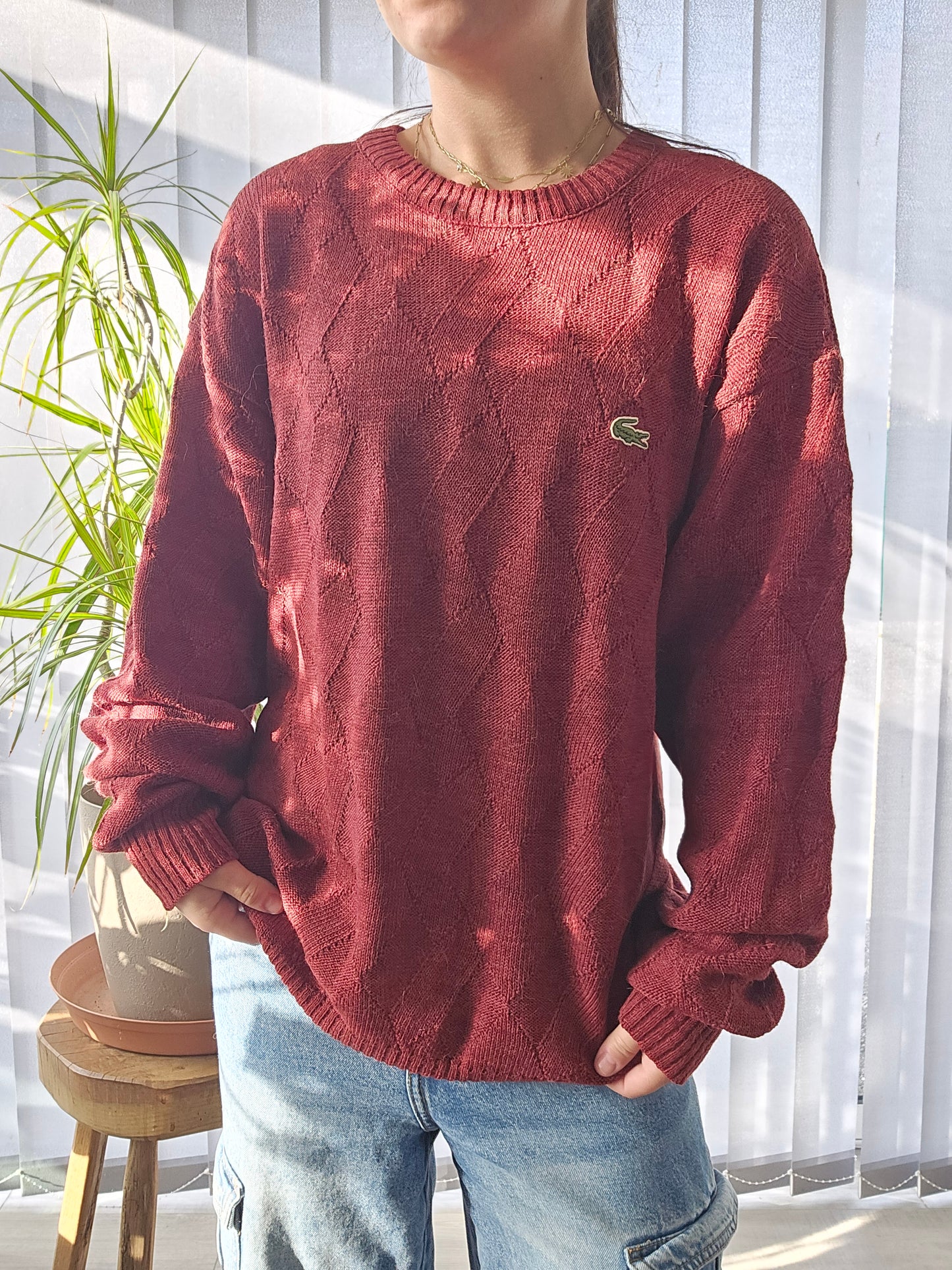 Pull en maille rouge vintage des années 80' - XL/42