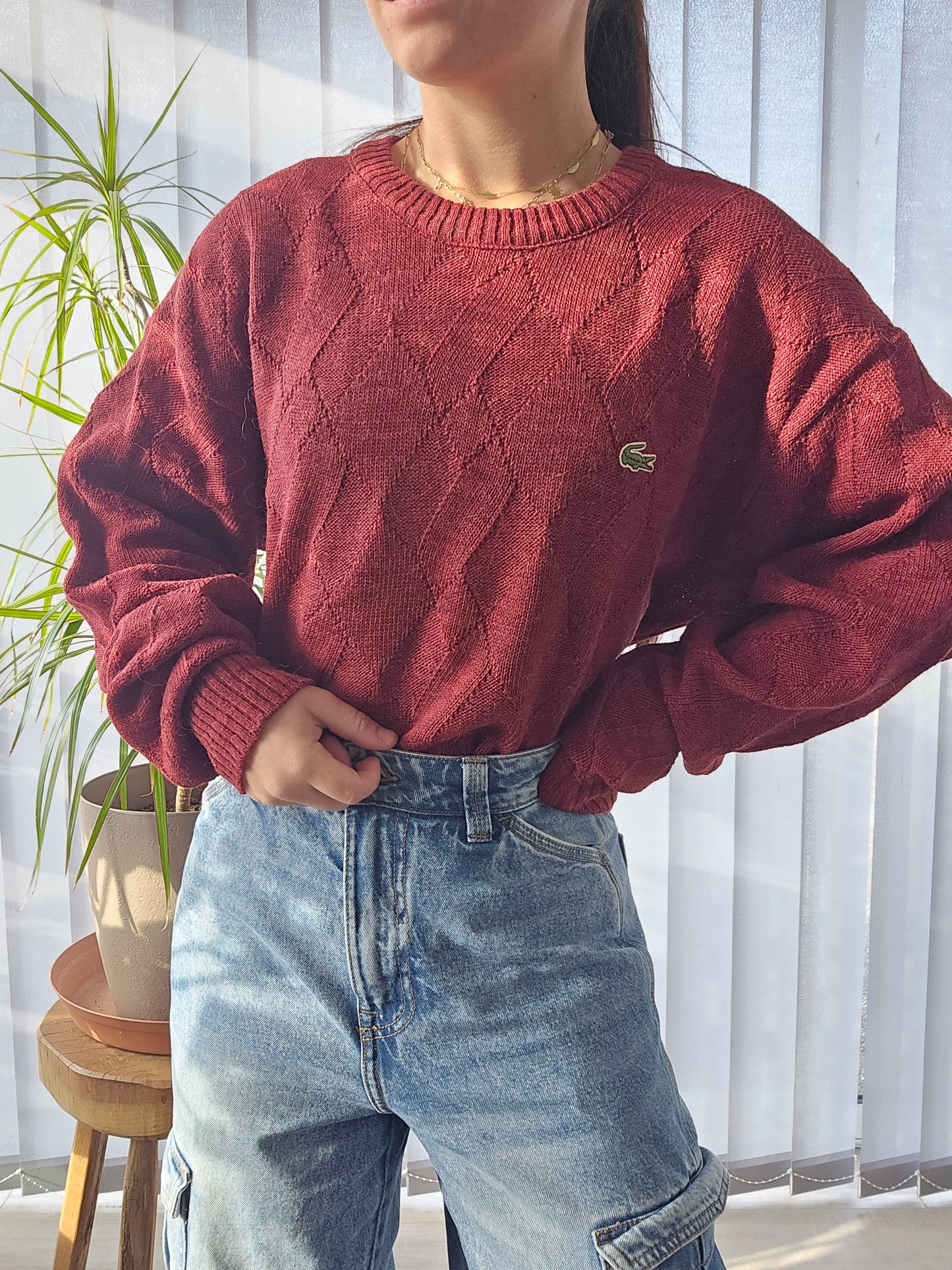 Pull en maille rouge vintage des années 80' - XL/42