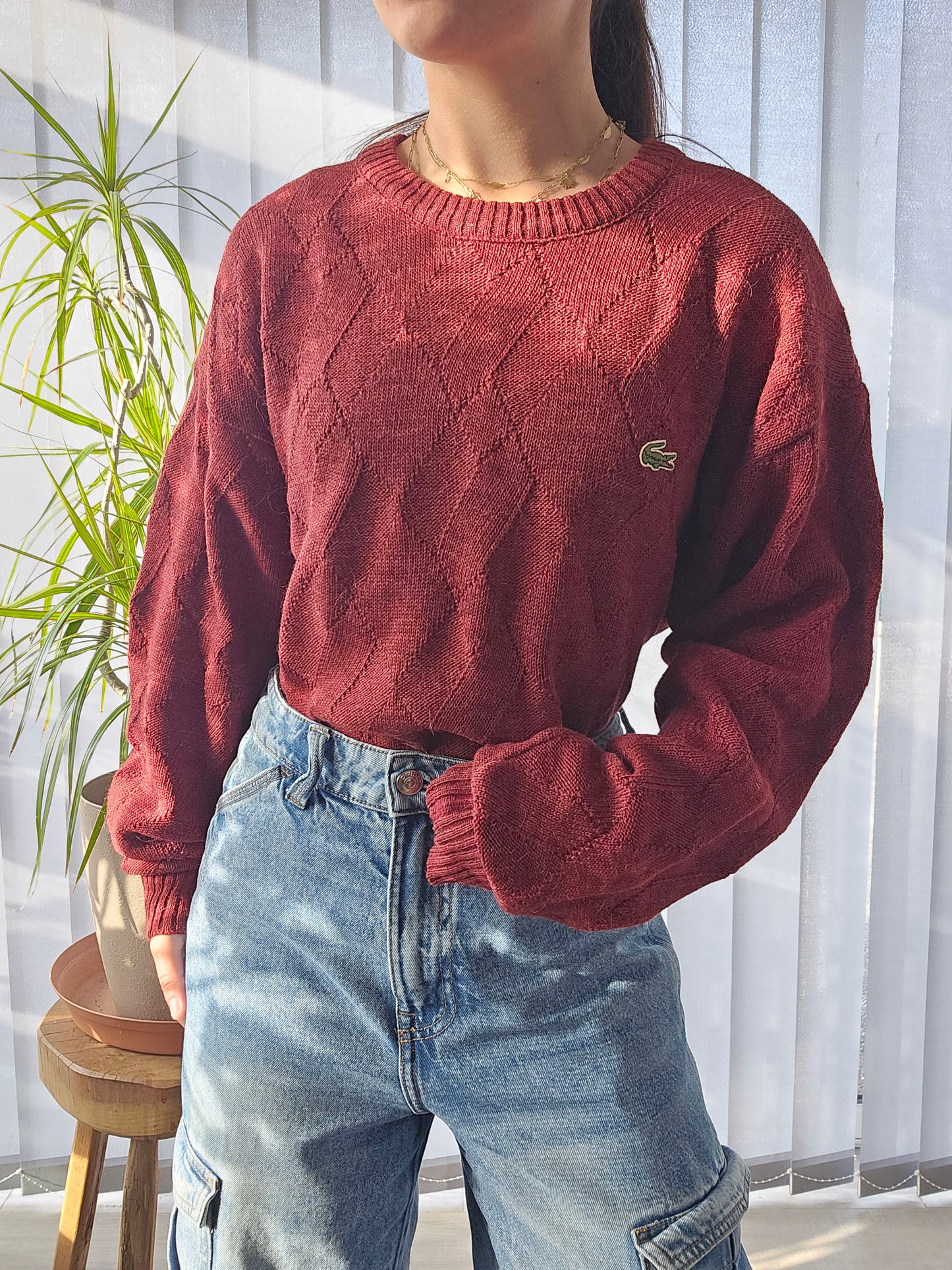 Pull en maille rouge vintage des années 80' - XL/42