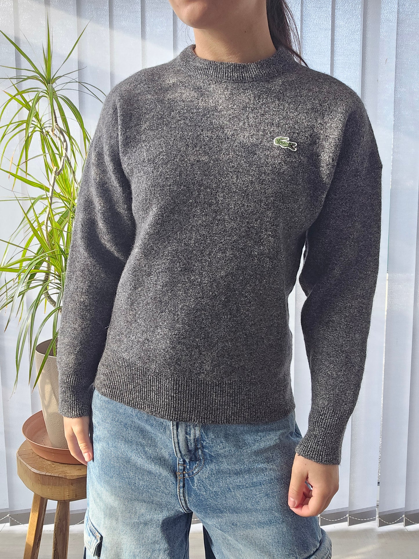 Pull en maille gris mélangé des années 80' - XS/34