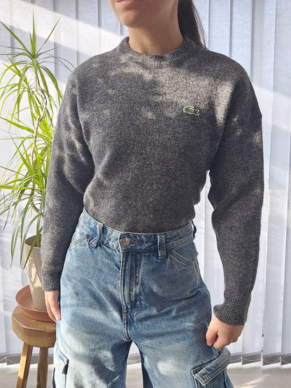 Pull en maille gris mélangé des années 80' - XS/34