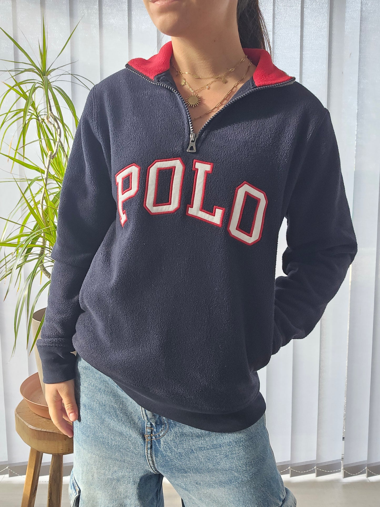 Pull camionneur en polaire bleu marine - XS/S