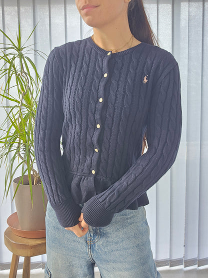 Cardigan en maille tressée marine - XS/34