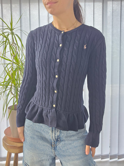 Cardigan en maille tressée marine - XS/34