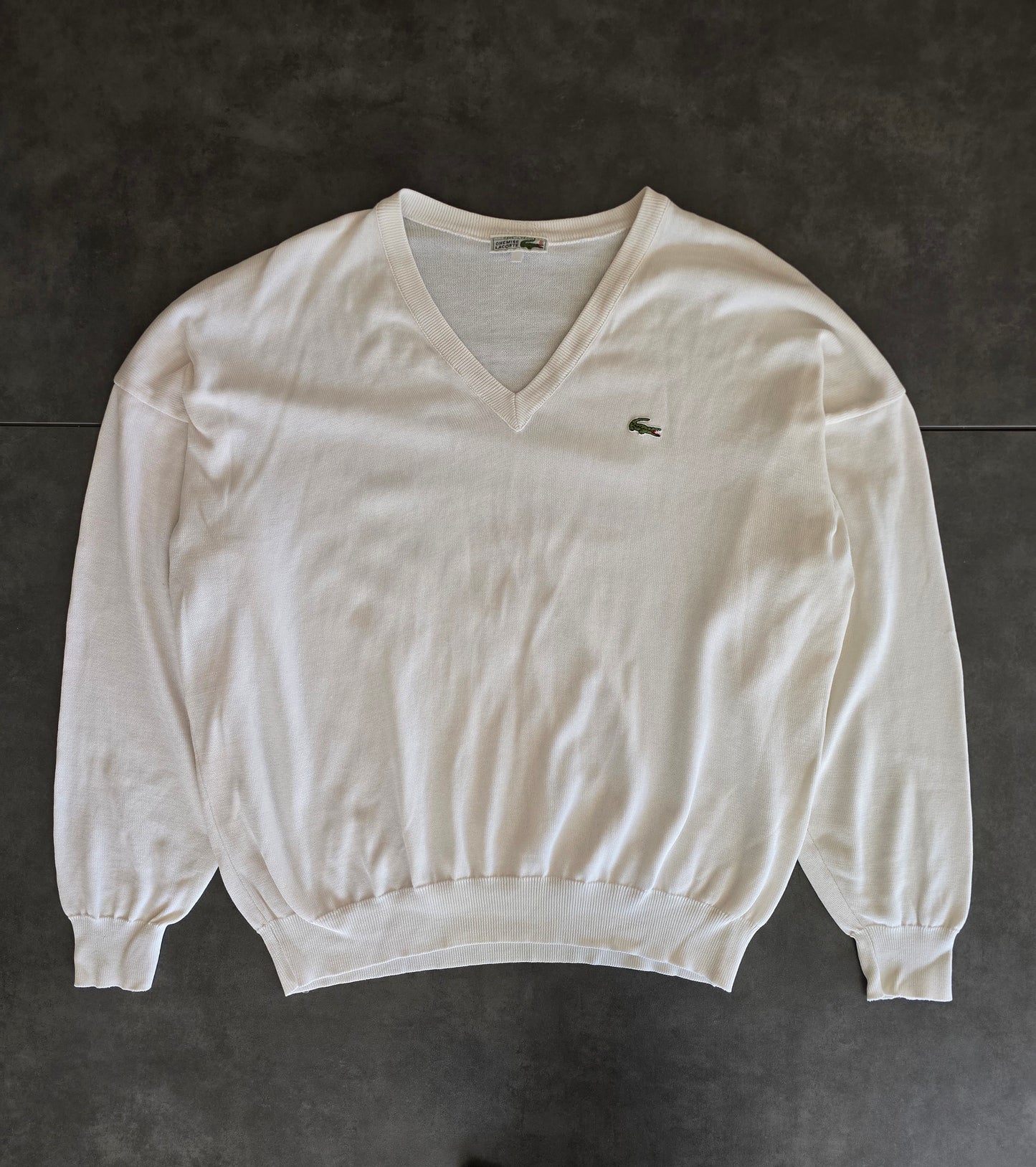 Pull col V crème des années 80' fabriqué en France - XL/42