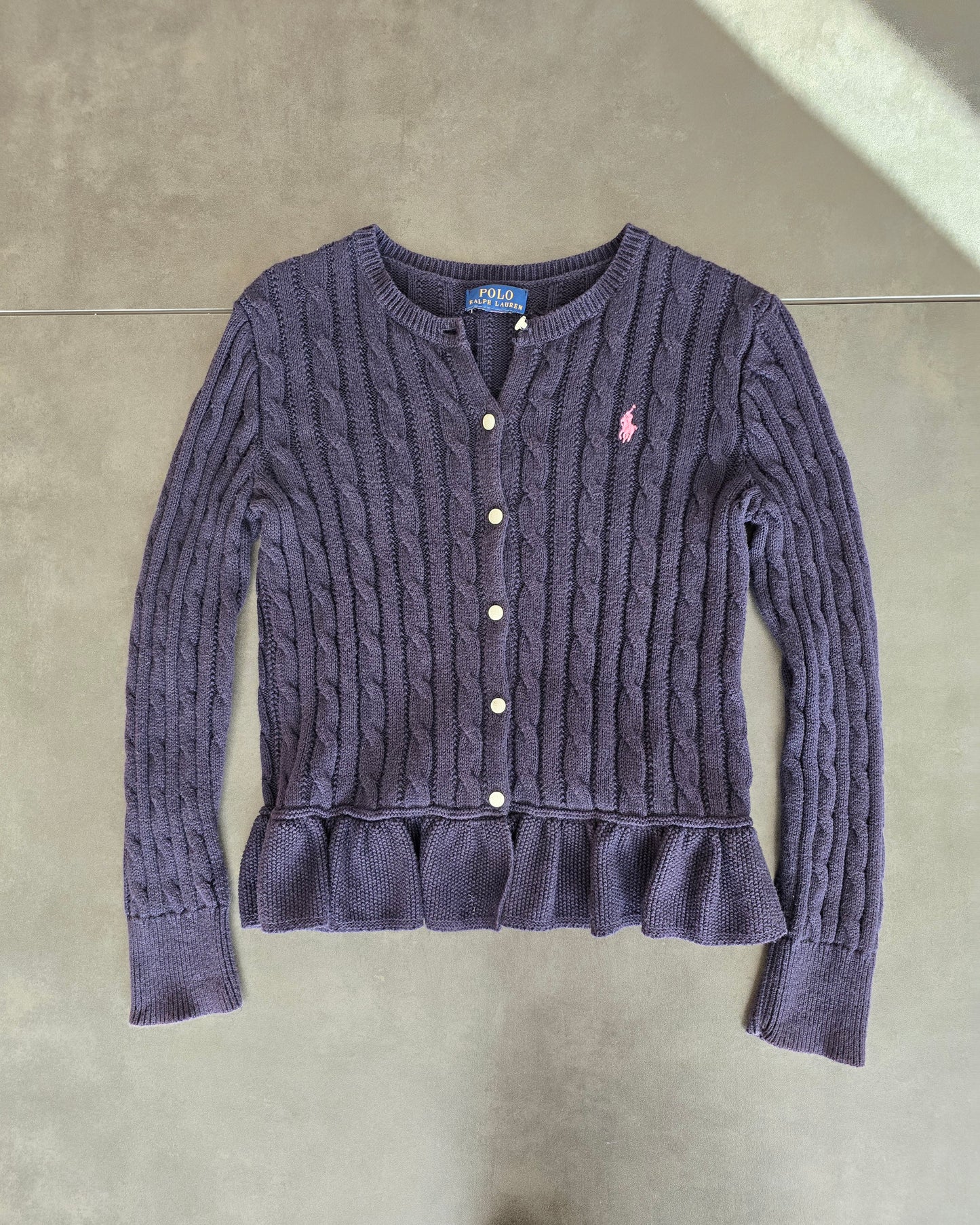 Cardigan en maille torsadée marine - XS/34