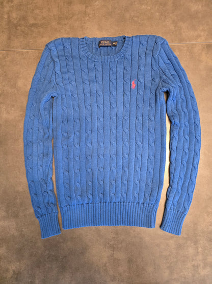 Pull en maille torsadée bleu électrique - XS/34