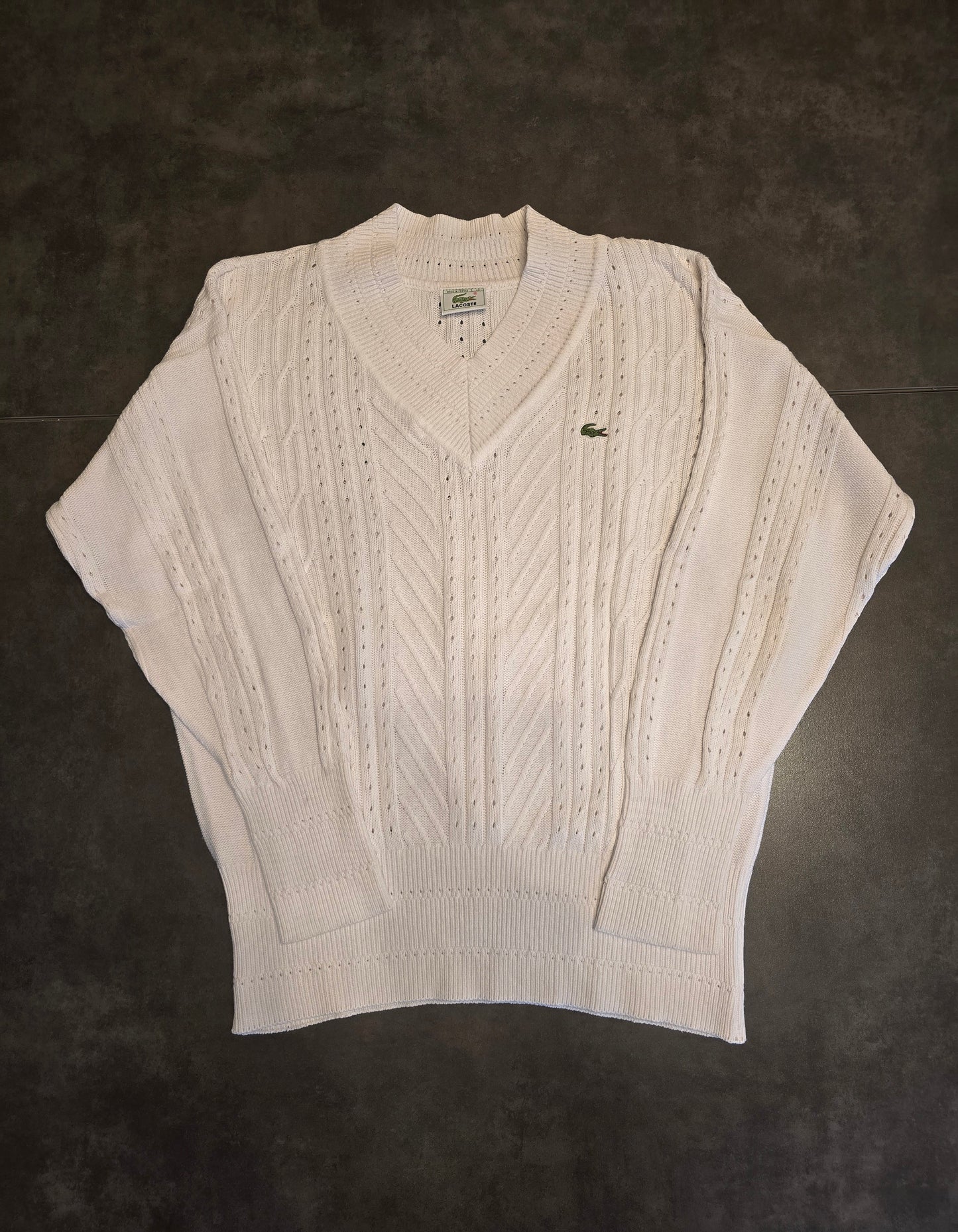 Pull col V blanc des années 80' - M/L