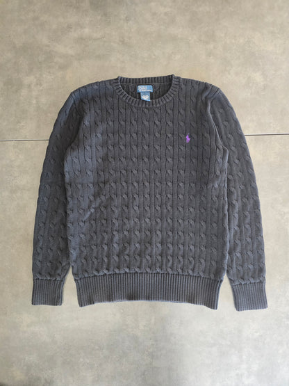 Pull en maille torsadée noire - S/M