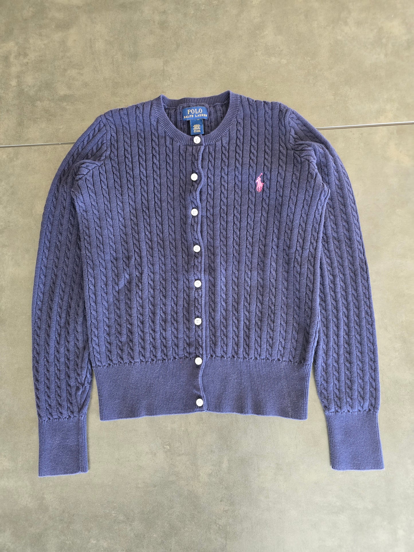 Cardigan en maille torsadée marine - XS/34