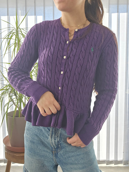 Cardigan violet en maille torsadée - XS/S