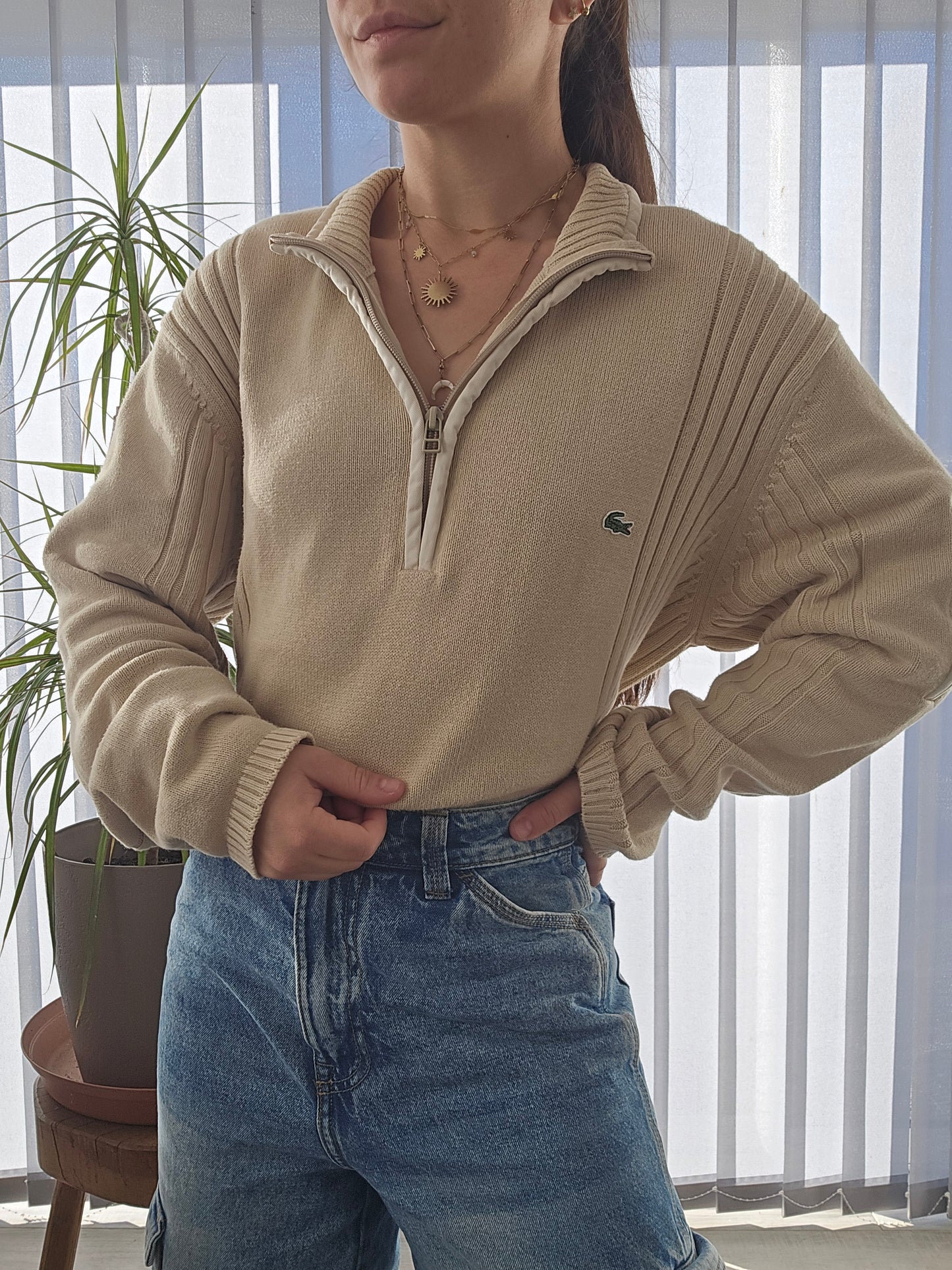 Pull camionneur beige des années 90' - L/40