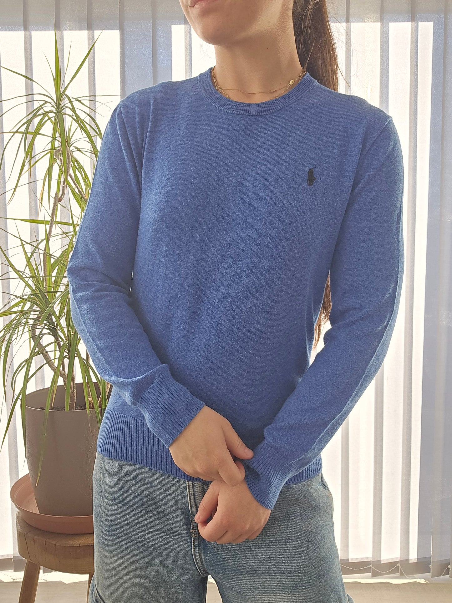 Pull fin bleu - XS/34