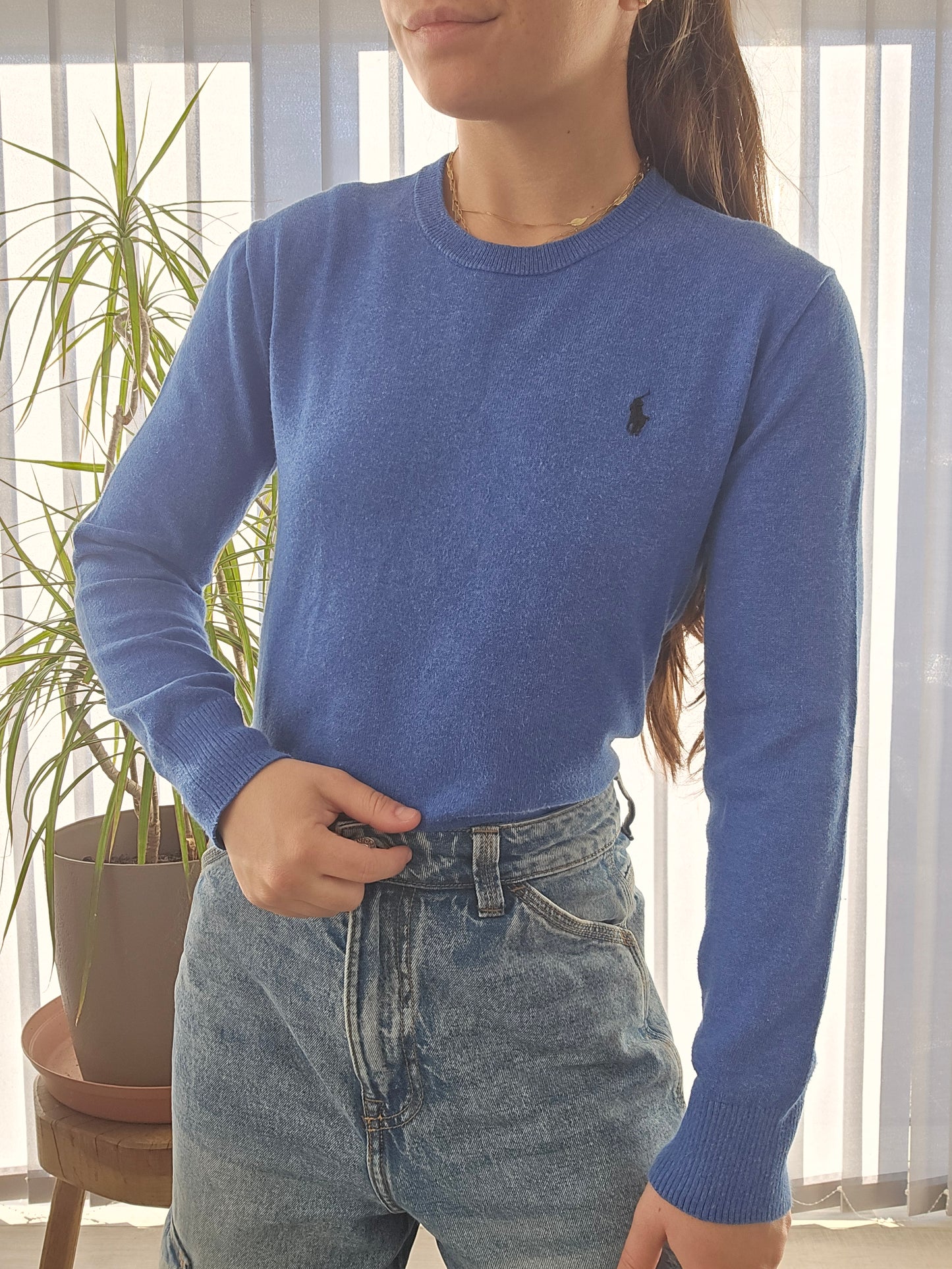 Pull fin bleu - XS/34